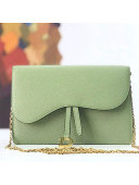 Dior Saddle Large Wallet on Chain Clutch WOC in Grained Calfskin Green 2019