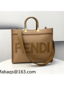 Fendi Sunshine Medium Shopper Tote Bag in Brown Flannel 2021 8509