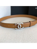 Chanel Calfskin Belt 30mm with CC Buckle Brown