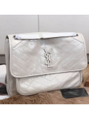 Saint Laurent Large Niki Chain Bag in Vintage Leather 498830 White 2019