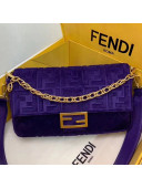 Fendi FF Velvet Large Baguette Flap Bag Violet Purple 2019