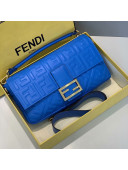 Fendi Baguette Large FF Logo Lambskin Flap Bag Royal Blue 2022