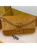 Fendi FF Velvet Large Baguette Flap Bag Yellow 2019