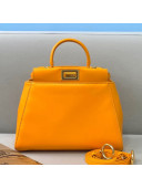 Fendi Peekaboo Iconic Mini Bag in Orange Lambskin 2021
