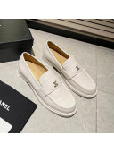 Chanel Shiny Calfskin Loafers G38048 White 2021 
