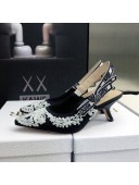 Dior J'Adior Slingback Pumps 6.5cm in Deep Blue and White Cornely-Effect Embroidery 2022