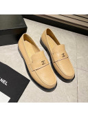 Chanel Shiny Calfskin Loafers G38048 Beige 2021 