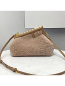 Fendi First Small Wool Sheepskin Bag Light Pink 2021 80018M