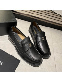 Chanel Shiny Calfskin Loafers G38048 Black 2021 