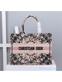 Dior Samll Book Tote Bag in Multicolor Tie & Dior Embroidery 2020