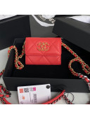 Chanel 19 Quilted Goatskin Flap Coin Purse with Chain AP1787 Red 2020