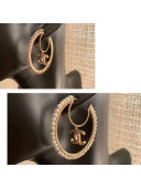Chanel CC Pendant Pearl Crystal Hoop Earrings AB3193 2019