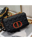 Dior Small Dioramour Caro Bag in Black Cannage Calfskin with Heart Motif 2021