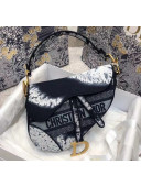 Dior Blue Multicolor Tie & Dior Embroidery Saddle Bag 2020