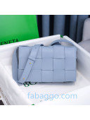 Bottega Veneta Cassette Small Crossbody Messenger Bag in Maxi Weave Light Blue 2020