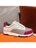 Hermes Trail Calfskin Sneakers White/Grey 2021 01 (For Women and Men)