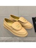 Chanel Leather Loafers with CC Foldover Beige 2021