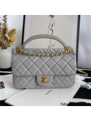 Chanel Hanger Calfskin Small Flap Bag With Top Handle Gray Fall 2021