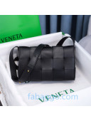 Bottega Veneta Cassette Small Crossbody Messenger Bag in Maxi Weave Black/Silver 2020