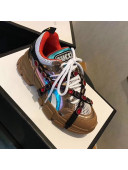 Gucci Flashtrek Lace-up Sneaker with Crystals Gold 2018