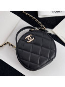 Chanel Lambskin Round Clutch with Chain and Top Handle Black 2021