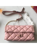 Valentino Candystud Shoulder Bag in Soft Lambskin Leather Pink 2018