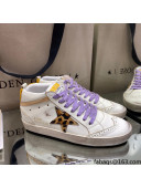 Golden Goose Mid-Star Sneakers in White Leather with Leopard-print Star 2021