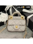 Chanel Hanger Calfskin Mini Flap Bag With Top Handle Gray Fall 2021