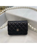 Chanel Quilted Lambskin Mini Wallet on Pearl Chain WOC Flap Bag AP1839 Black 2020 TOP