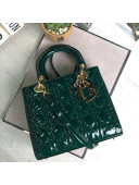 Dior My Lady Dior Medium Bag in Patent Cannage Calfskin Green/Gold 2019