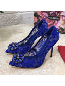 Dolce&Gabbana DG Lace Crystal High- Heel Pumps Blue 2021