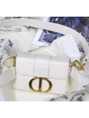 Dior 30 Montaigne Mini Box Shoulder Bag in White Box Calfskin 2020