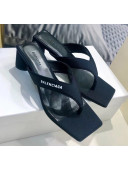 Balenciaga Double Square 60mm Open Back Sandal in Black Fabric 2020
