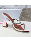 Amina Muaddi Patent Leather Crystal Sandals 9.5cm White 2021