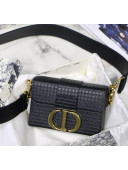 Dior 30 Montaigne Mini Box Shoulder Bag in Black Microcannage Calfskin 2020