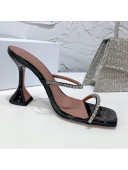 Amina Muaddi Patent Leather Crystal Sandals 9.5cm Black 2021