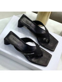 Balenciaga Double Square 60mm Open Back Sandal in Black Leather 2020