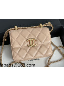 Chanel Calfskin Flap Coin Purse Wallet with Adjustable Chain Strap AP2290 Apricot 2021