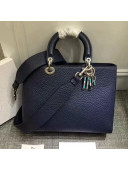 Dior Large Lady Dior Bag in Canyon Grained Lambskin Blue 2018