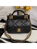 Chanel Hanger Calfskin Mini Flap Bag With Top Handle Black Fall 2021