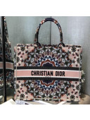 Dior Large Book Tote Bag in Kaleidoscope Embroidered Canvas Pink 2019