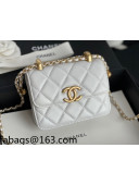 Chanel Calfskin Flap Coin Purse Wallet with Adjustable Chain Strap AP2290 White 2021