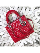 Dior My Lady Dior Medium Bag in Patent Cannage Calfskin Bright Red/Silver 2019