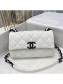 Chanel Matte Grained Calfskin Small Flap Bag AS2302 White/Black 2020 TOP