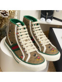 Disney x Gucci Tennis 1977 High Top Sneakers with Web Beige 2020 (For Women and Men)