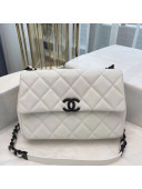 Chanel Matte Grained Calfskin Flap Bag AS2303 White/Black 2020 TOP
