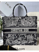 Dior Large Book Tote Bag in Black Around World Embroidery 2021