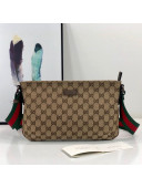 Gucci GG Canvas Web Medium Shoulder Bag 189749 Dark Beige 2021
