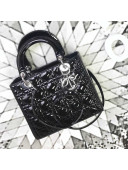 Dior My Lady Dior Medium Bag in Patent Cannage Calfskin Black/Silver 2019