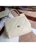 Dolce&Gabbana Classic Medium Sicily  Leather Top Handle Bag in Quilted Calfskin White 2020